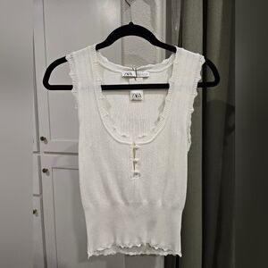 Zara White Sleeveless Women's Top